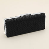 FAUX LEATHER BASKET WEAVE EVENING CLUTCH BAG/ CROSSBODY BAG